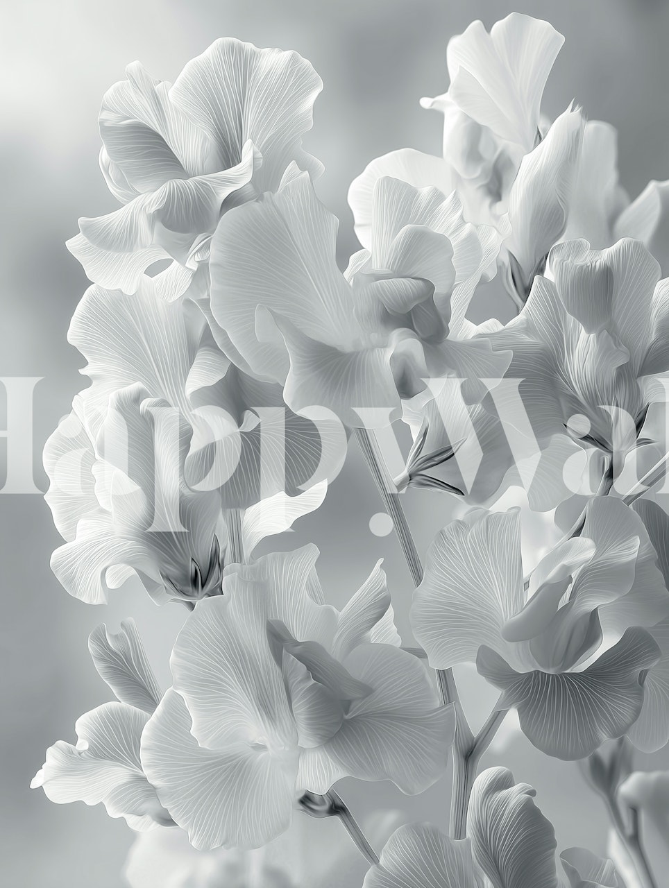 Soft Monochrome Blossoms tapeta w pomieszczeniu