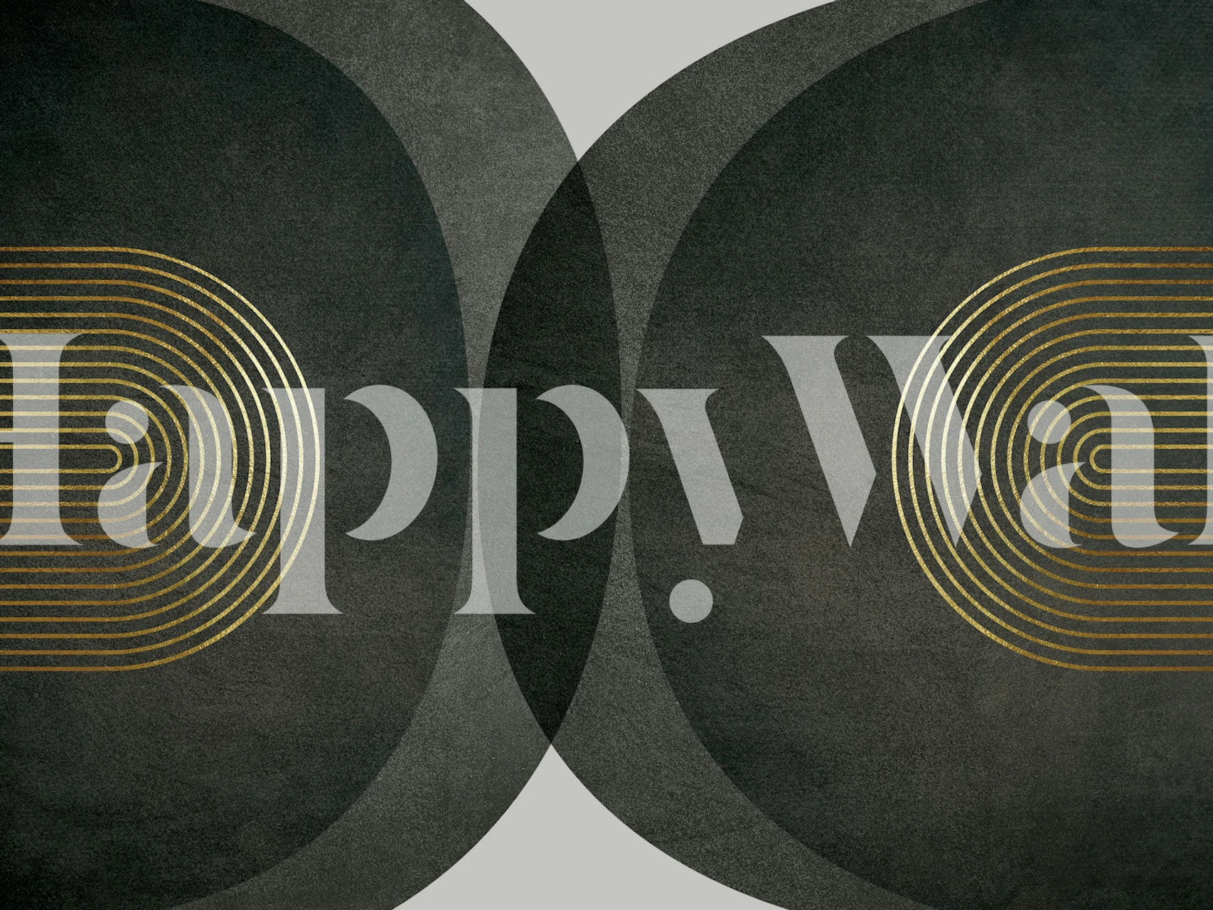 Mid Century Modern gold stripe pattern on dark gray wallpaper