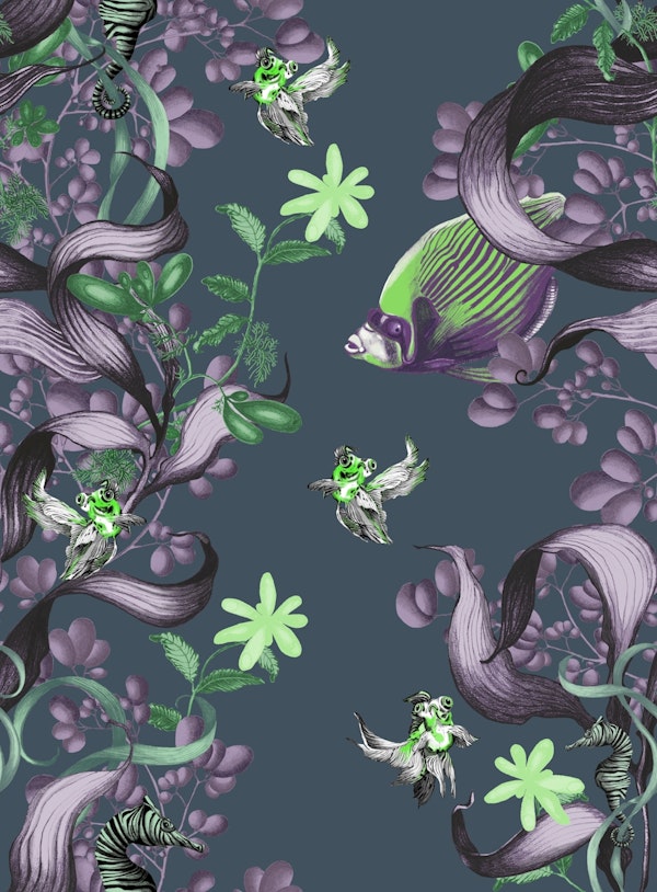 Underwater Wonderland Lime Flowers