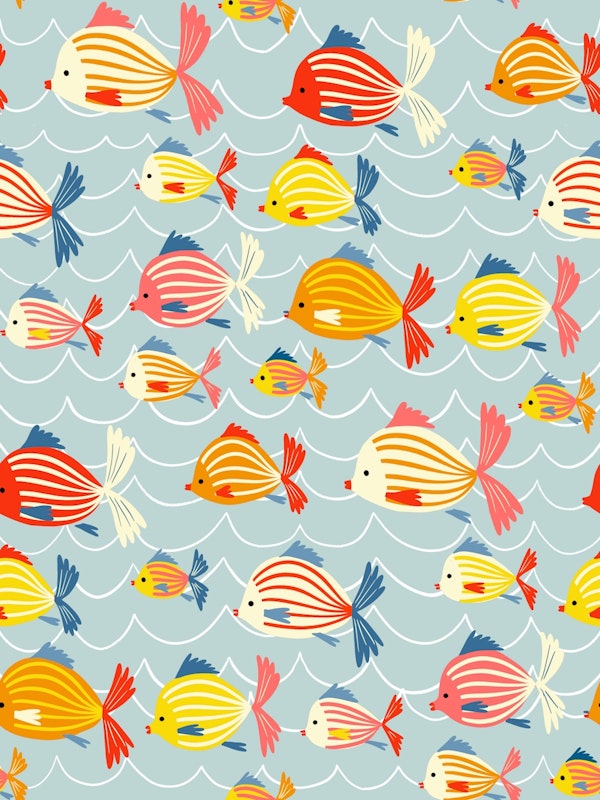 Colorful fish in waves