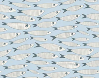 Sardines Swimming Vintage Fish Light Blue tapet
