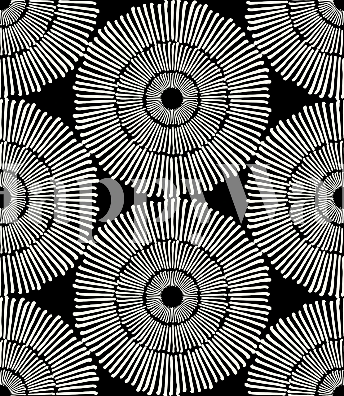 Black and white geometric spiral pattern wallpaper
