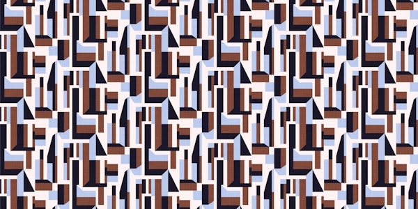 Color Block Geometric - Warm Brown and Blue