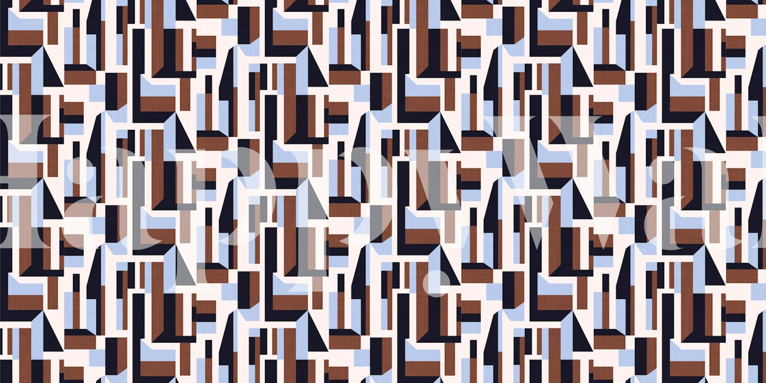 Geometric shapes in warm brown and blue colors wallpaper