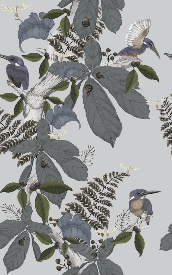 Kingfisher Grey on Pale Grey