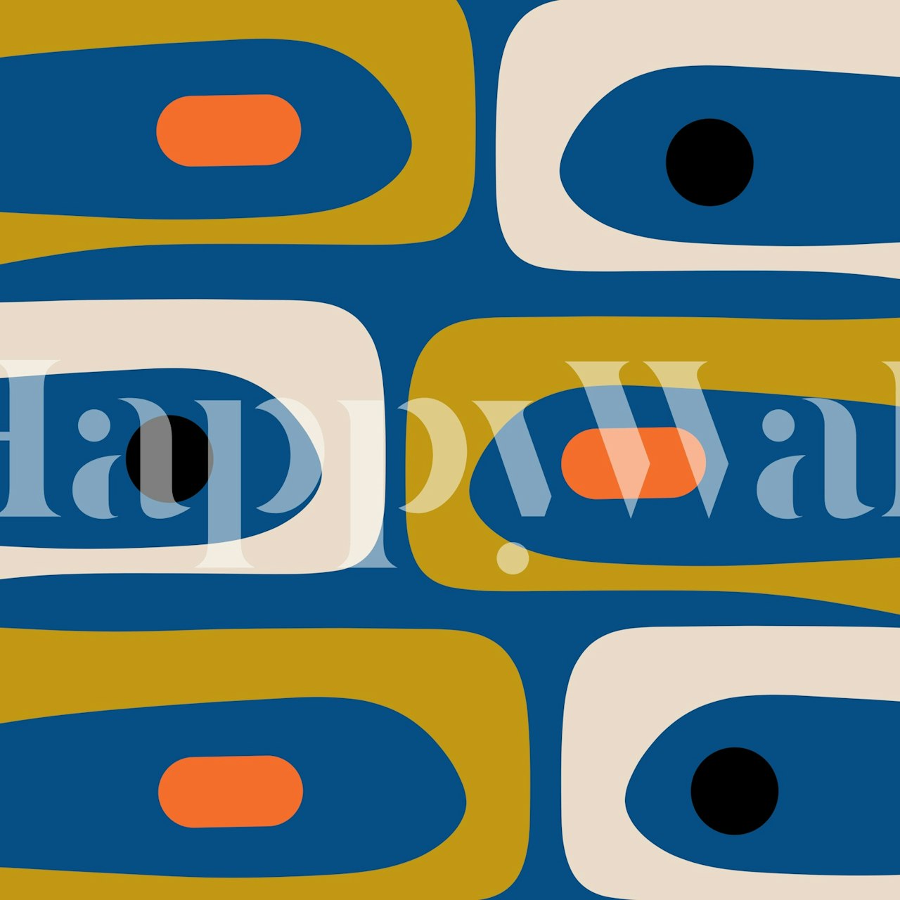 Mid Century Modern geometric wallpaper in a room