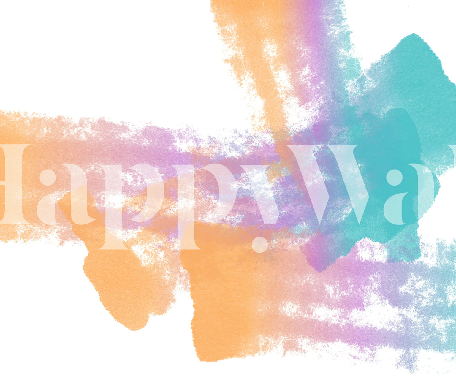 Colorful brush strokes in rainbow hues on white background wallpaper