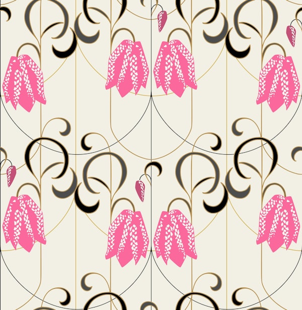Art deco Checkered lily pink