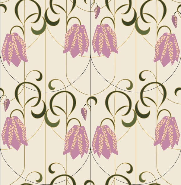 Art deco Checkered lily soft lavender