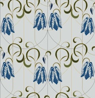 Art deco Checkered lily denim blue ταπετσαρία