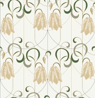 Art deco Checkered lily ivory sage ταπετσαρία
