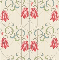 Art deco Checkered lily vintage red ταπετσαρία