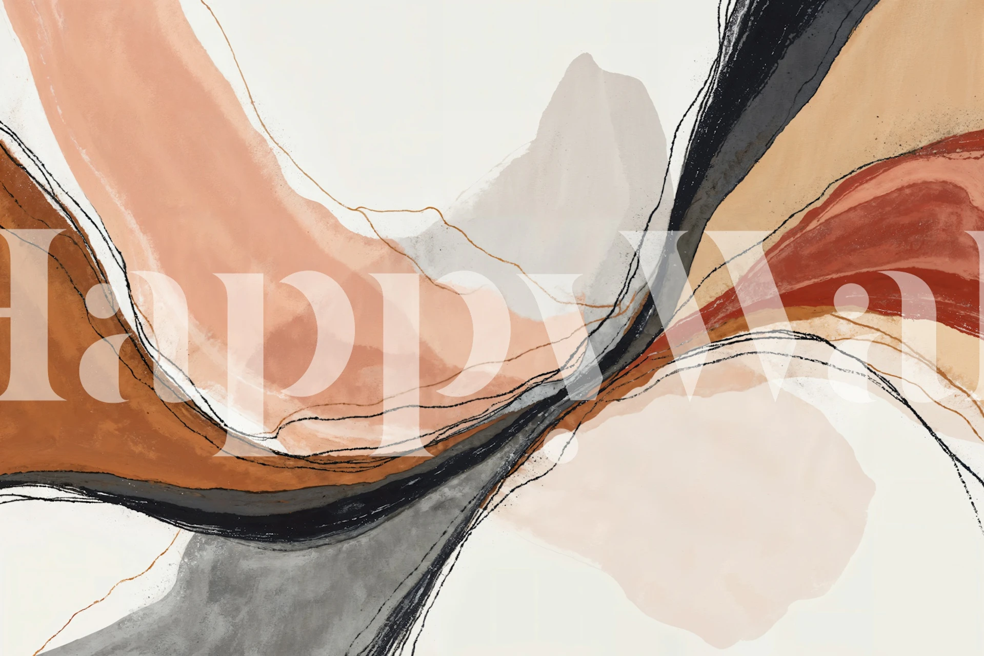 Abstract flowing pattern in warm earthy tones wallpaper