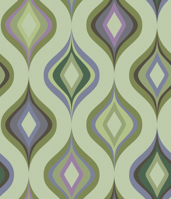70s Retro Curvilinear Green