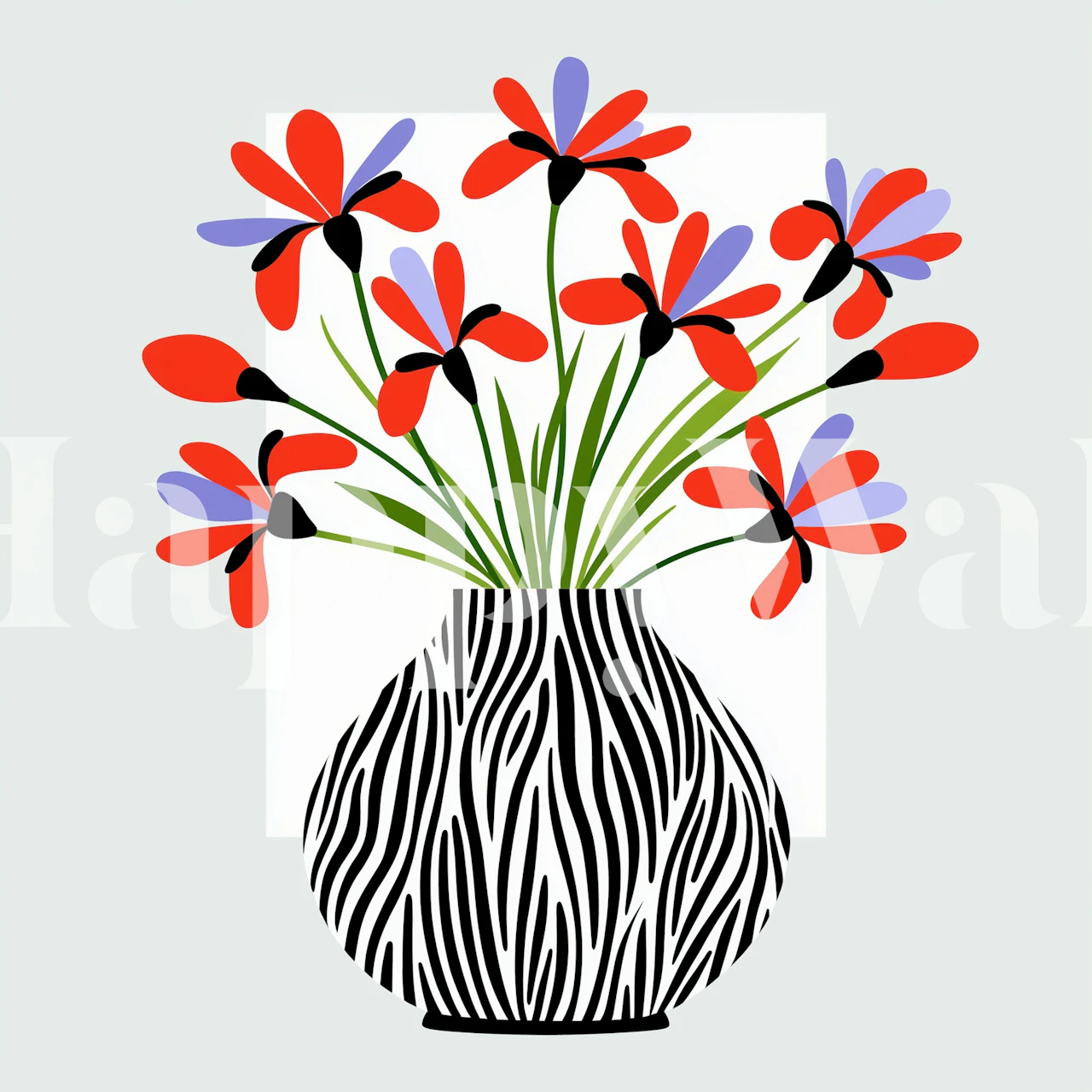 Zebra Vase Floral Art design in a room