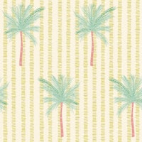 Mediterranean Boho Pastel Yellow Stripe Palm wallpaper