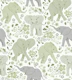 Elephants in Wildflowers - sage green
