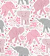 Elephants in Wildflowers - ballerina pink