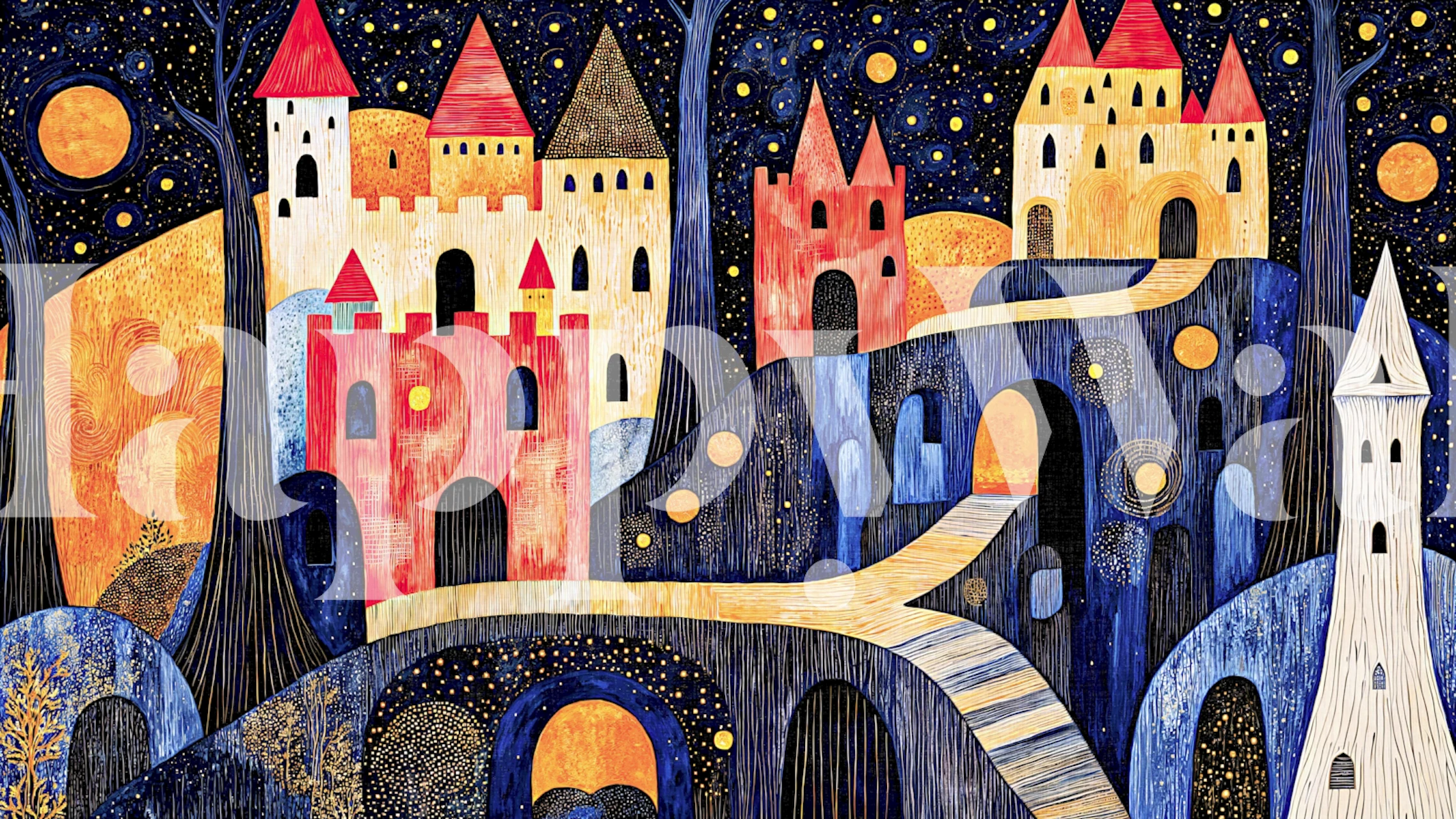 Fairytale Castle wallpaper in a stylish room