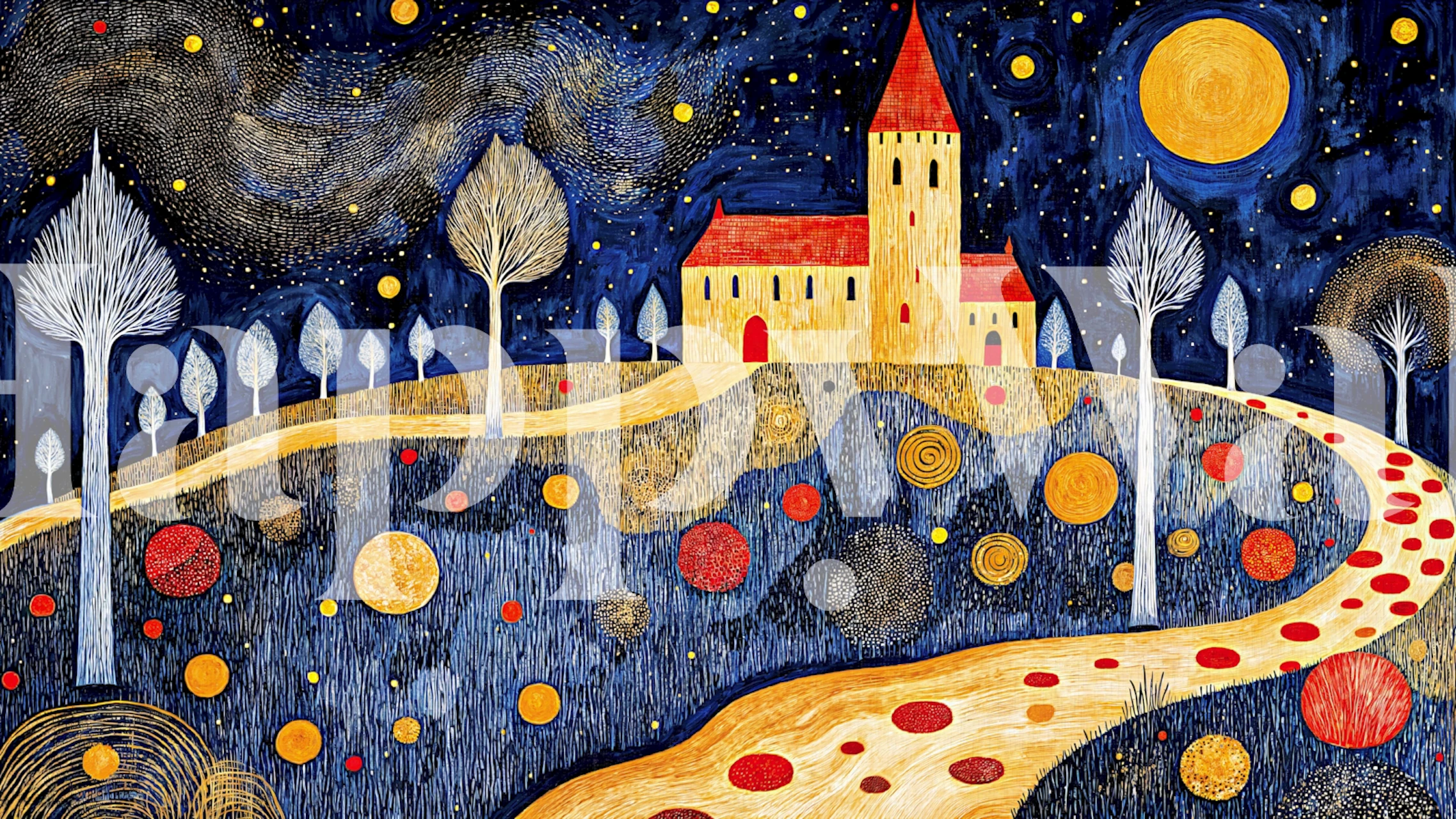 Fairytale Castle Garden wallpaper in a room