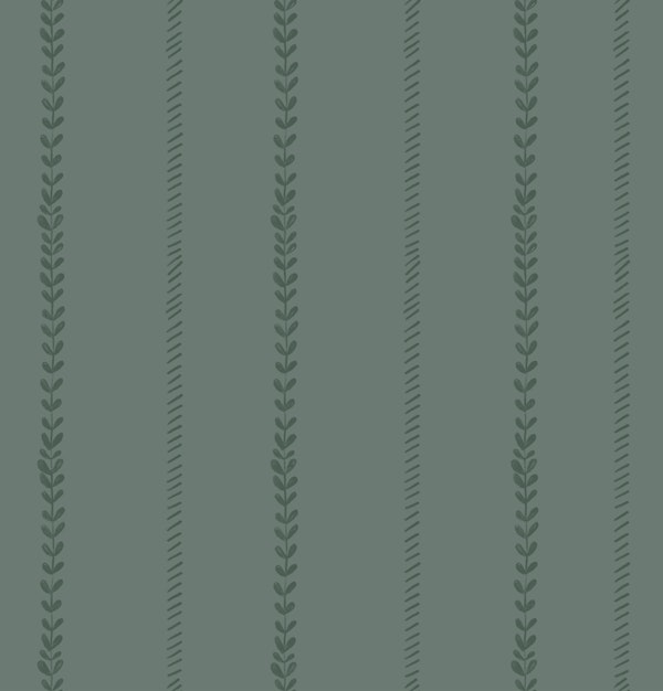 earthy forest green sprigs stripes