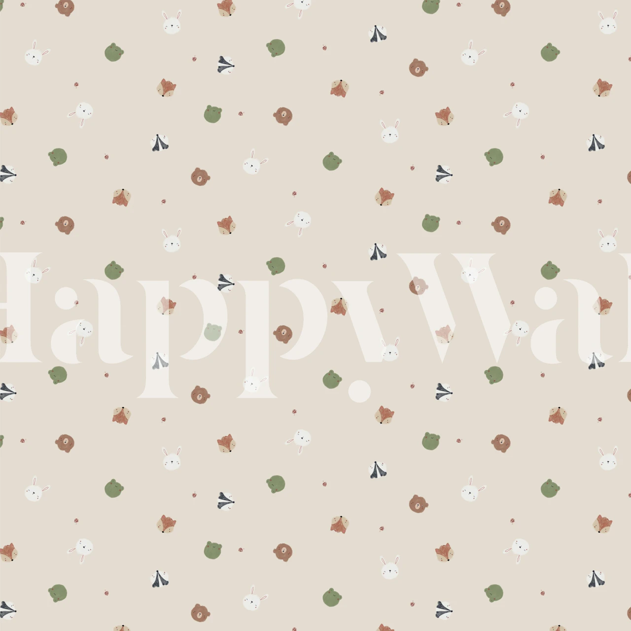 Micro woodland animals cute faces tapet