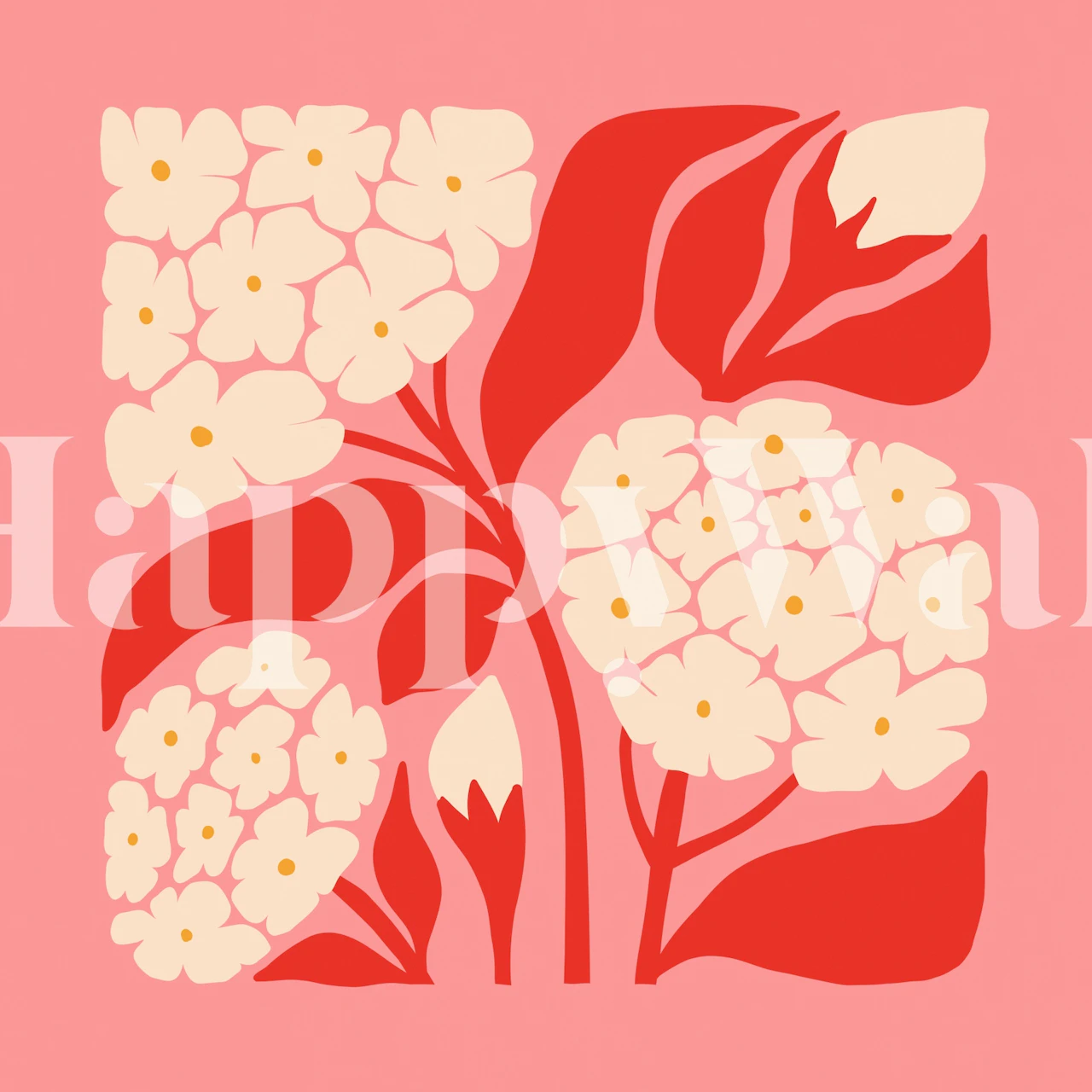 Abstract floral pattern with pink background, botanical wallpaper