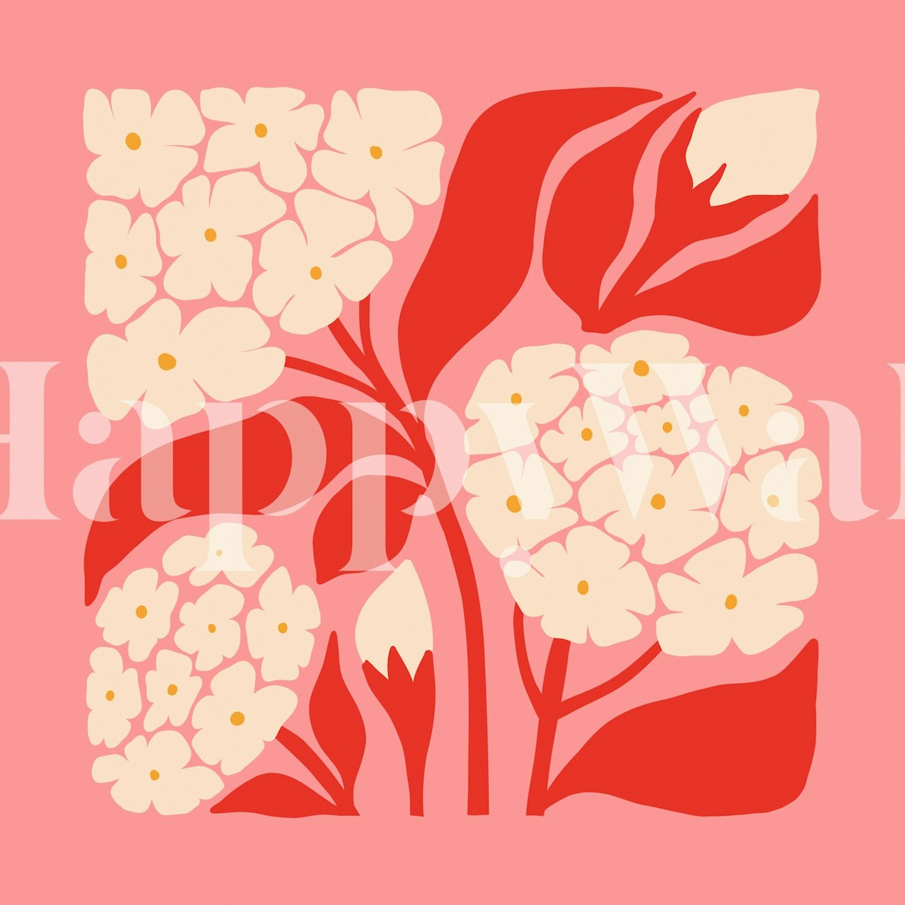 Abstract floral pattern with pink background, botanical wallpaper