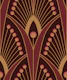 geometric art deco peacock feathers syrah red
