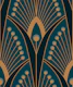 geometric art deco peacock feathers teal