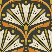 Art Deco Daisy Charm in Orange - S tapet