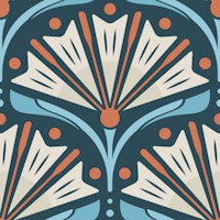 Art Deco Daisy Charm in Blue - S tapet