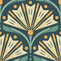 Art Deco Daisy Charm in Green Yellow - S tapet