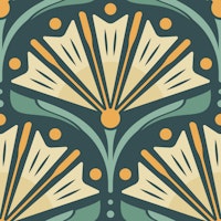 Art Deco Daisy Charm in Green Yellow - L tapet