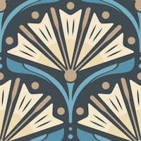 Art Deco Daisy Charm in Blue Beige - S tapet