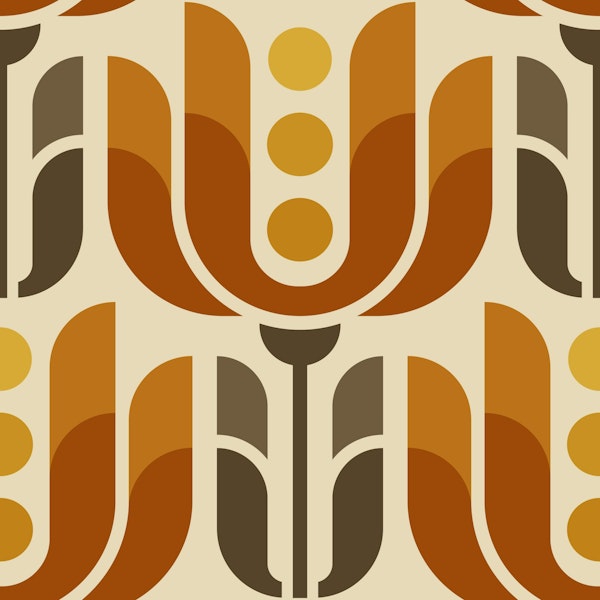 Retro Geometric Tulips in Orange - S