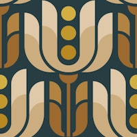 Retro Geometric Tulips in Brown - L papel de parede