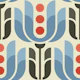 Retro Geometric Tulips in Blue Red - S