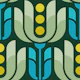Retro Geometric Tulips in Green Blue - S