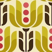 Retro Geometric Tulips in Green Magenta - S papiers peint