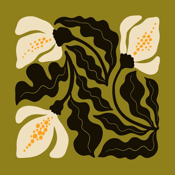 Ivory Blooms on Green