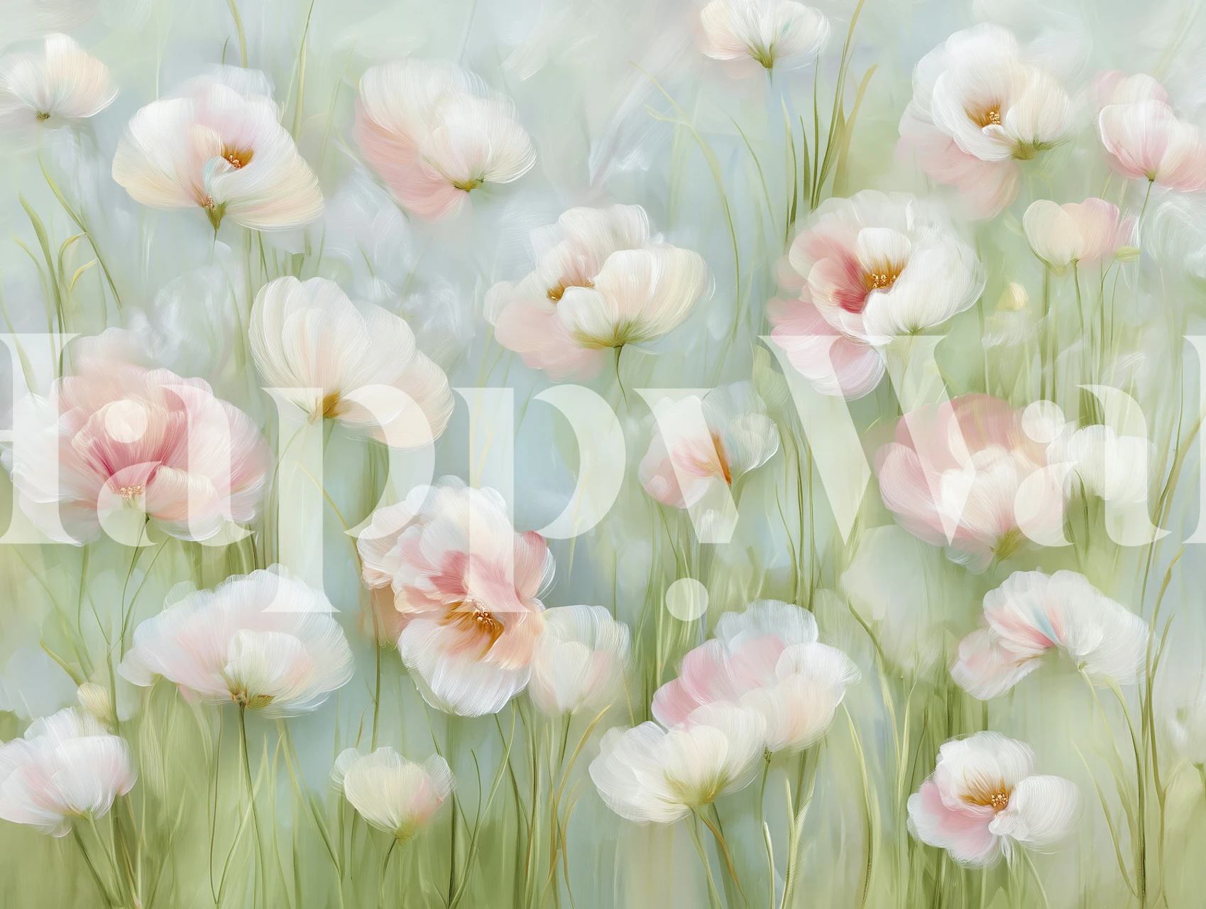 Tapeta Soft Bloom Poppy Flower Field v místnosti