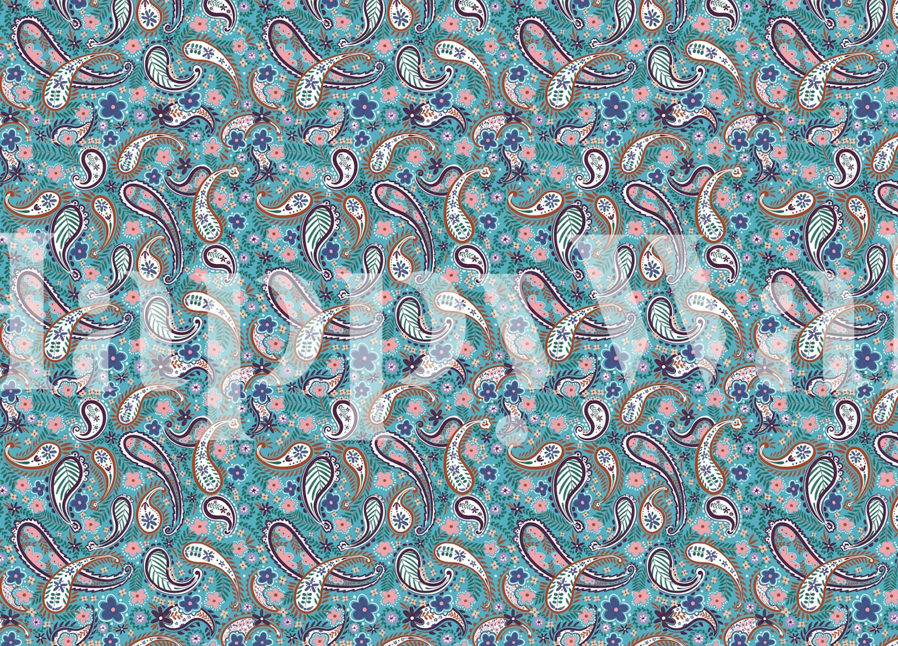 Ornate Paisley Flourish wallpaper in a room