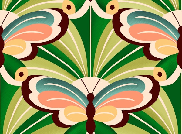 Art deco emerald butterfly