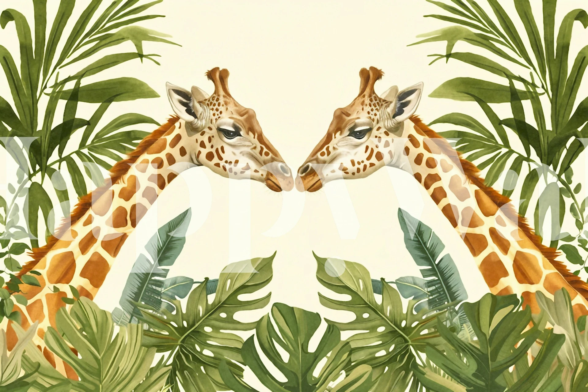 Giraffe Jungle Wildlife Harmony-tapet i et rom