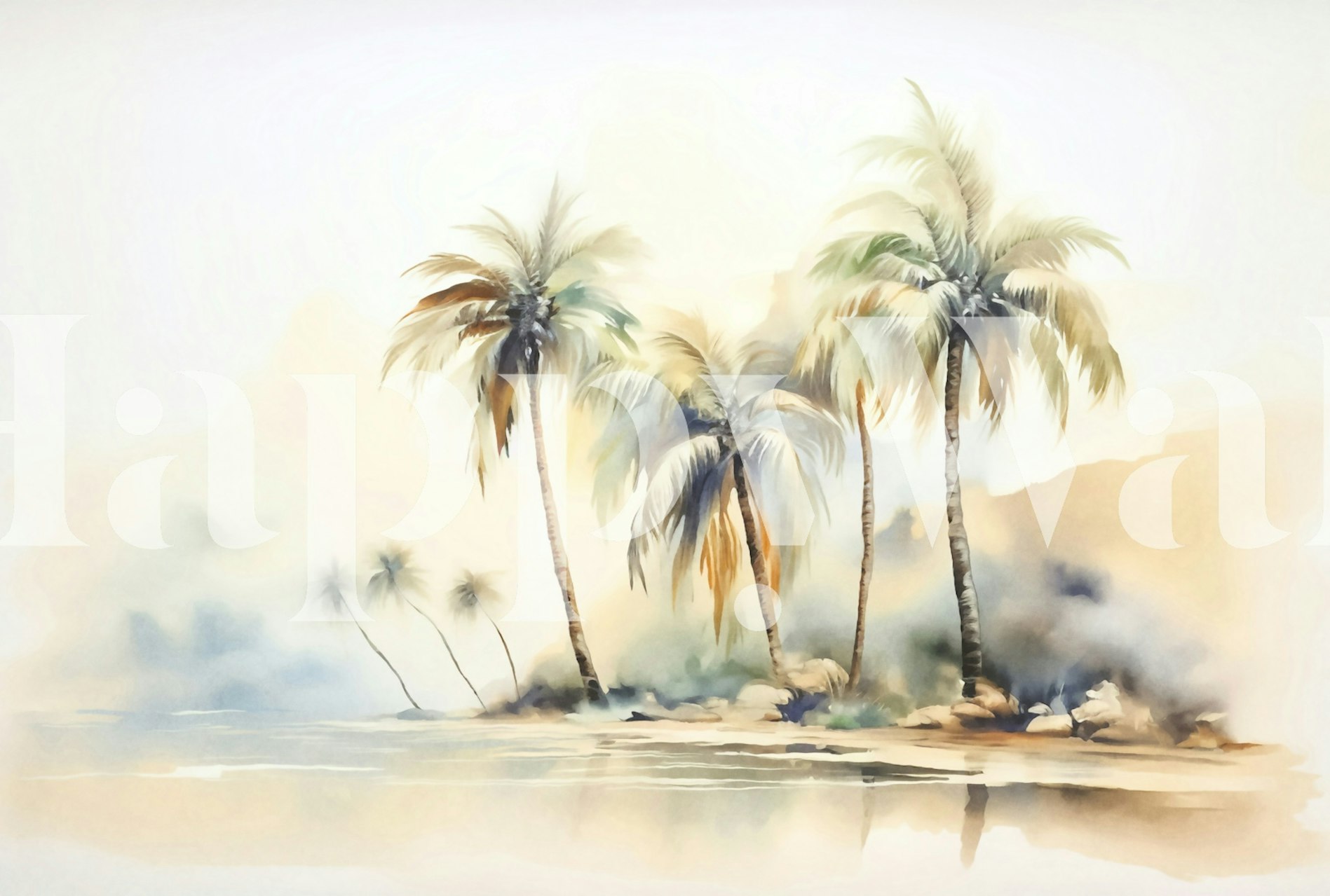 Tropical island wallpaper featuring palm trees