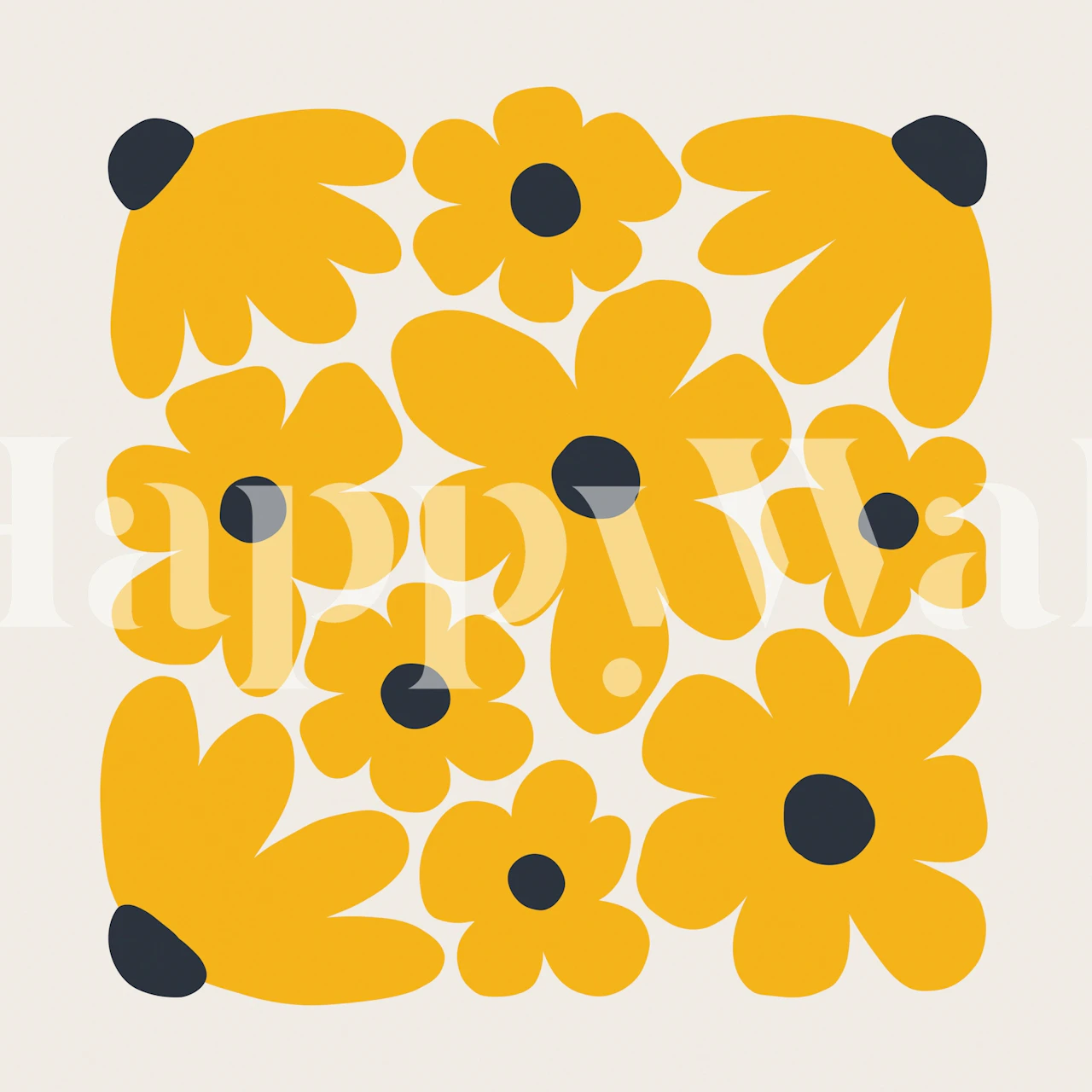 Bright Flower Power papel de parede floral em um quarto