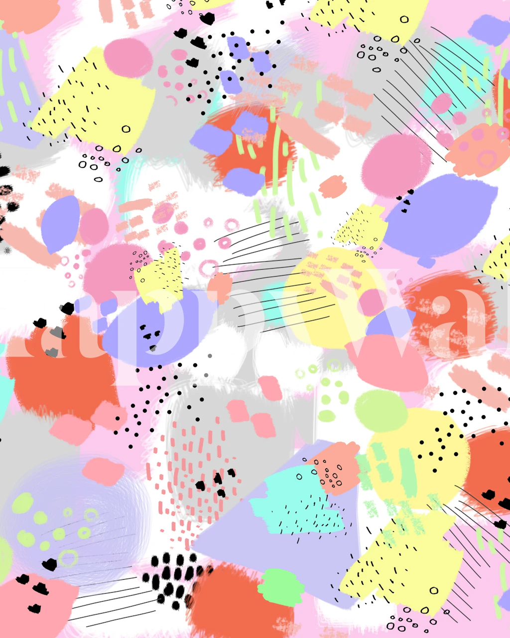 Colorful abstract wallpaper with various shapes and patterns in pastel colors