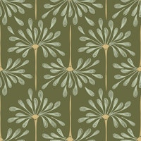 Abstract Floral Waves L – Moss Green & Beige tapeta