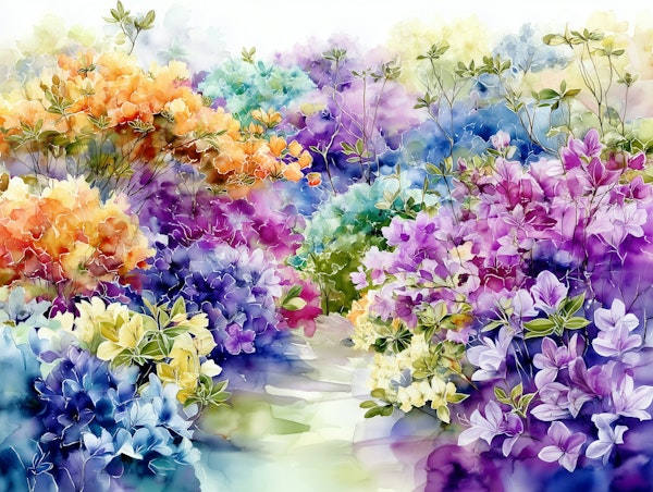 Azalea Garden Watercolor